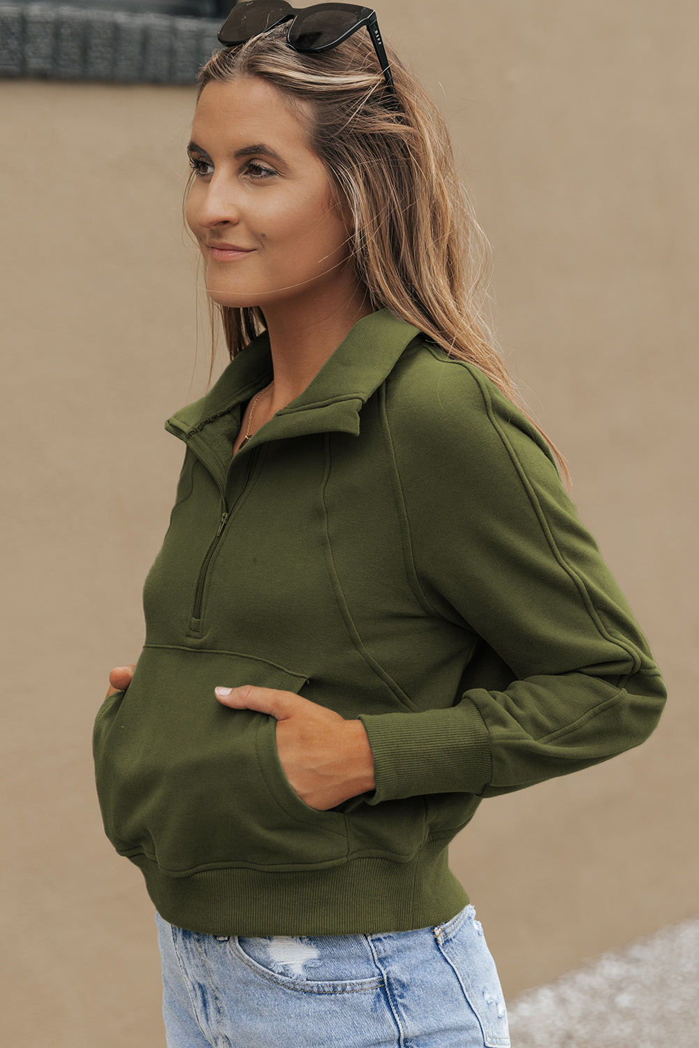 Fleece Lined Thumbhole Sweatshirt