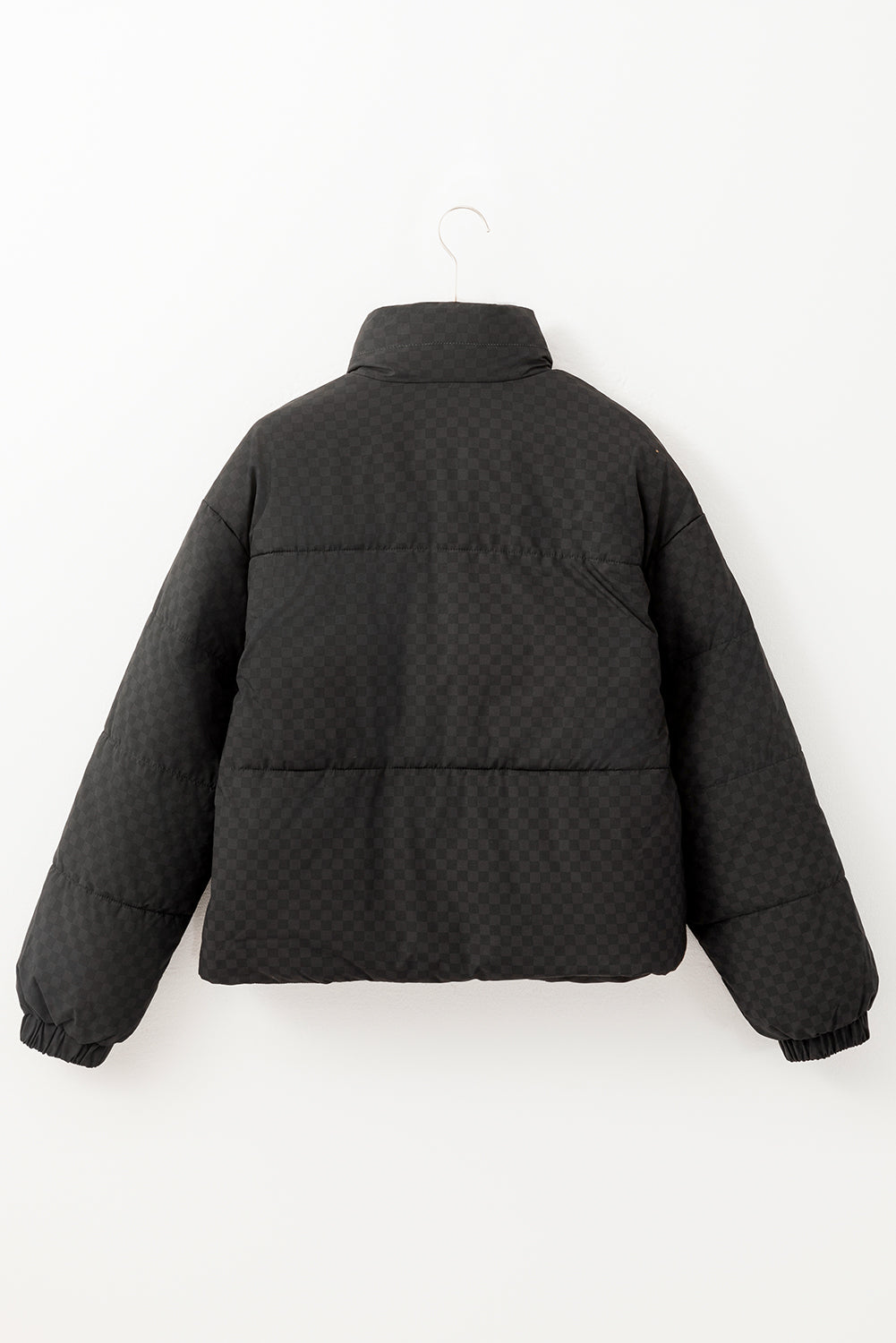 Black Checkerboard Puffer Jacket