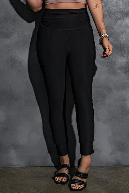 High Waist Pleated Leggings