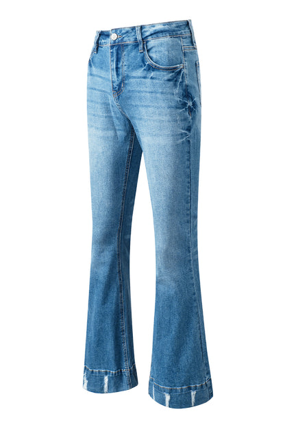 Distressed Medium Wash Flare Jeans