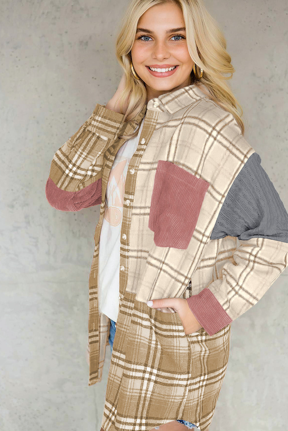 Plaid Color Block Shacket