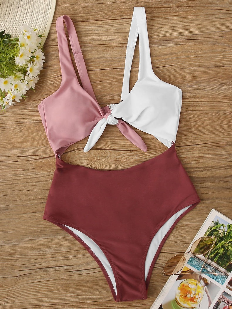 Color Block One-Piece Bikini