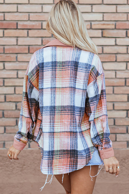 Plaid Corduroy Patchwork Shacket