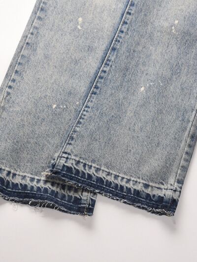 Men's Frayed Hem Bootcut Jeans.