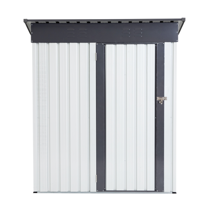 XWT016 Garden Metal Storage Lifter Shed Gray White 5x3x6ft outdoor storing tools Rainproof Hinge door version