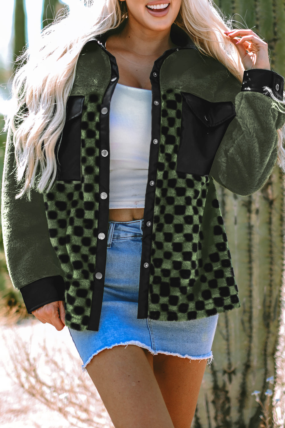 Fleece Checkerboard Jacket