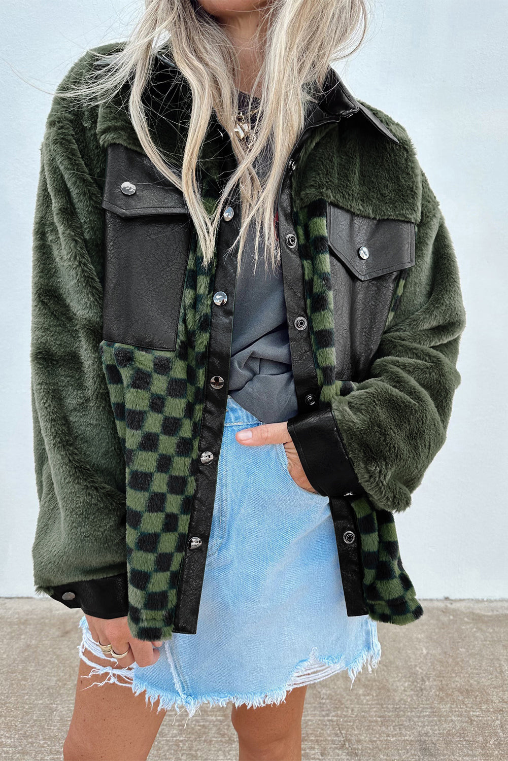 Fleece Checkerboard Jacket