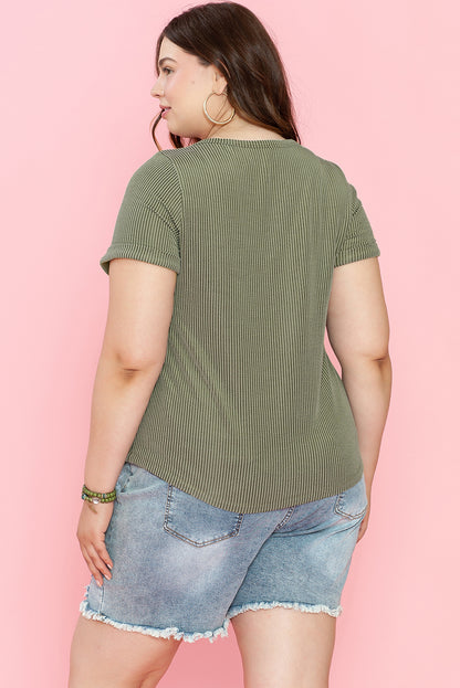 Plus Size Corded Pocket Tee