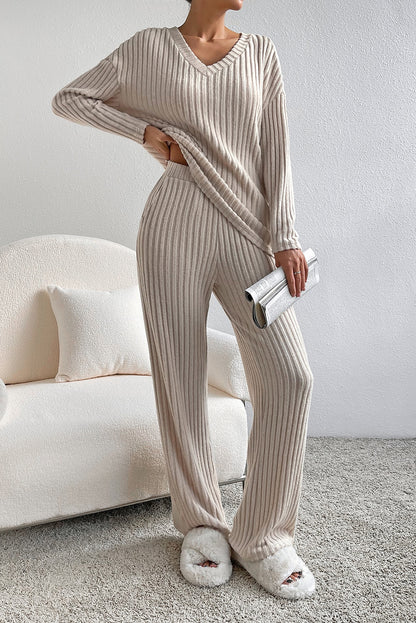 Ribbed Knit Two-piece Outfit