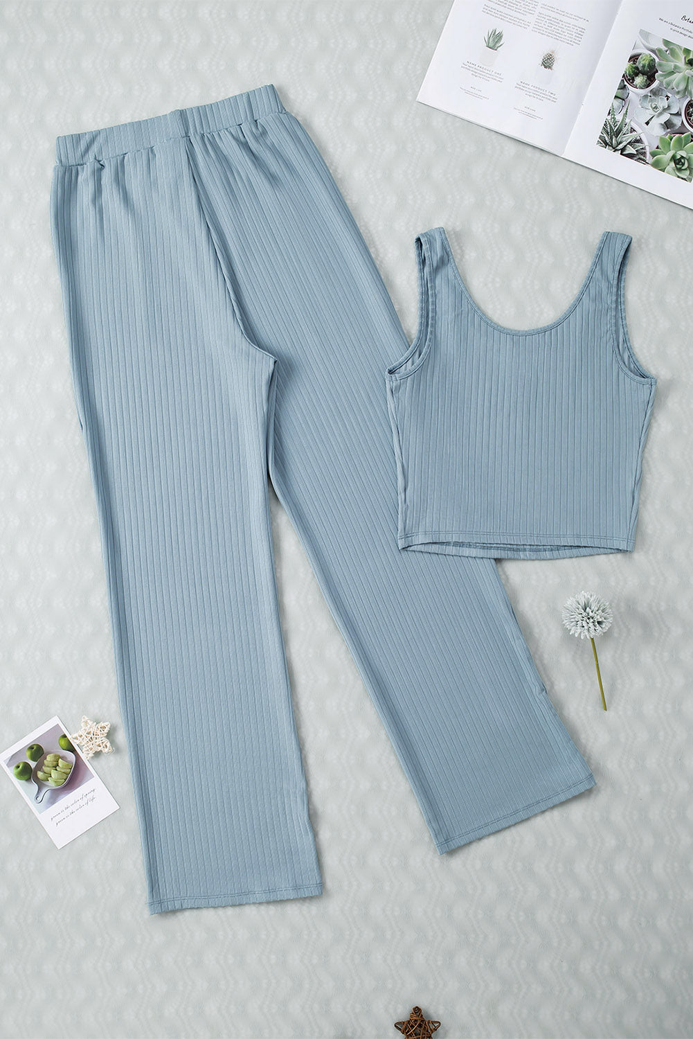 Ribbed Crop Tank & Lounge Pants Set