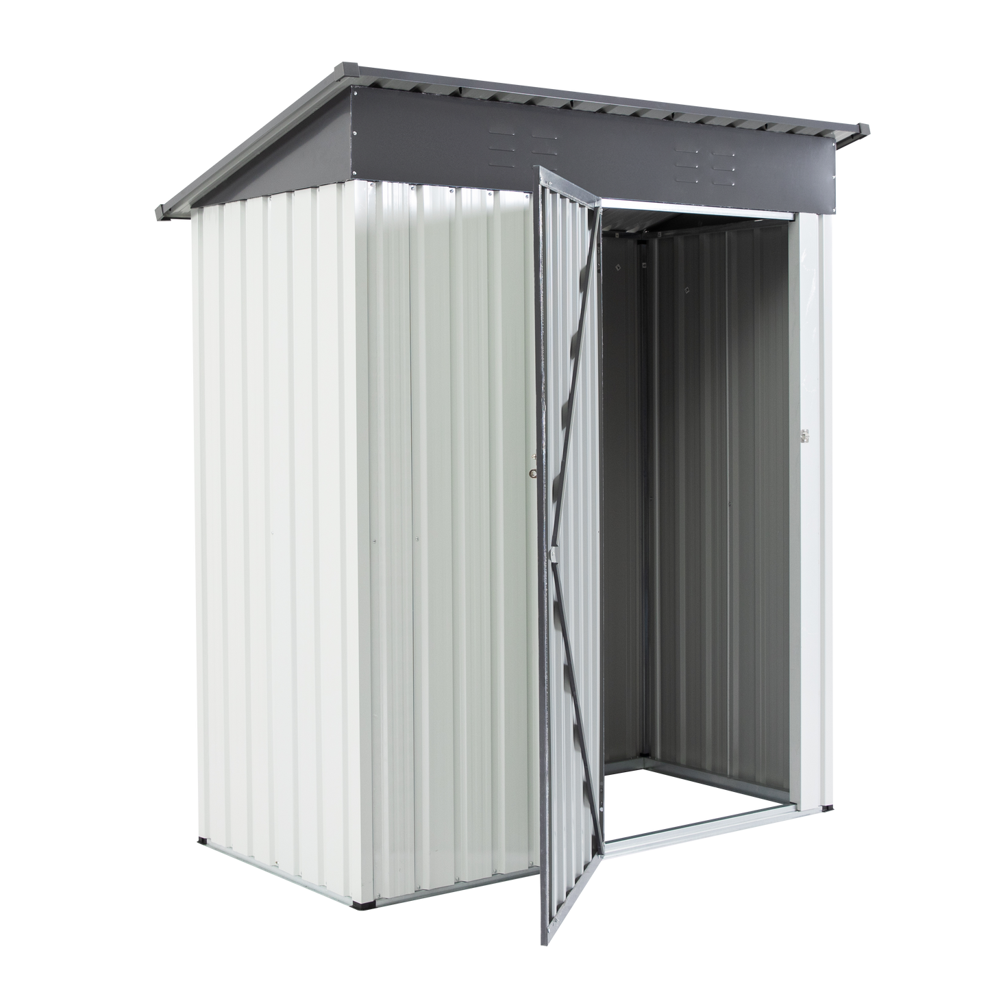 XWT016 Garden Metal Storage Lifter Shed Gray White 5x3x6ft outdoor storing tools Rainproof Hinge door version