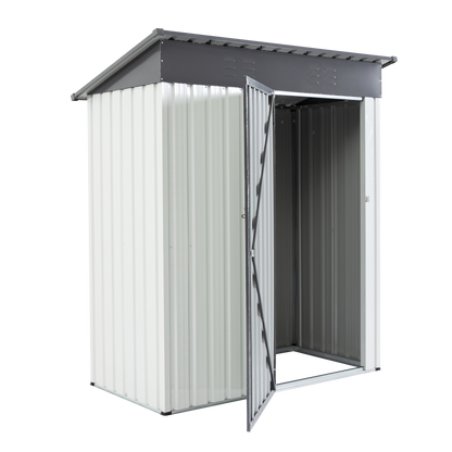 XWT016 Garden Metal Storage Lifter Shed Gray White 5x3x6ft outdoor storing tools Rainproof Hinge door version