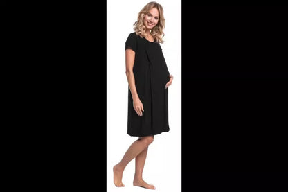 Pregnant women's delivery hospital gown with short sleeves and hidden openings on both sides for nursing care