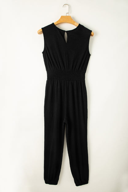 Shirred High Waist Jumpsuit