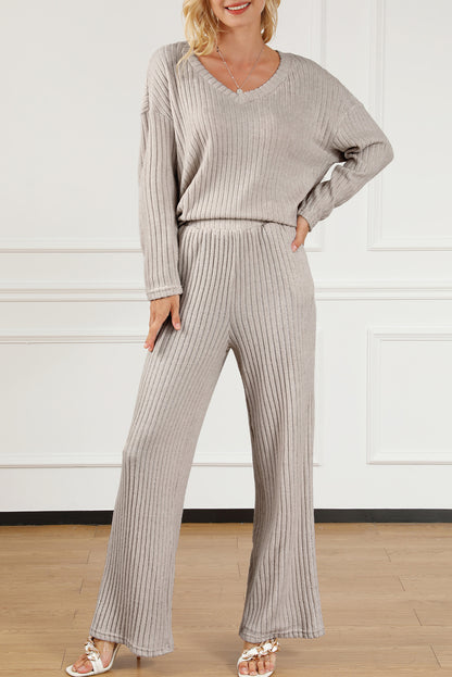 Ribbed Knit Two-piece Outfit