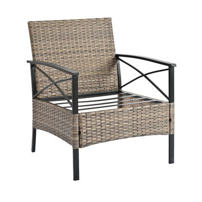 Patio Furniture, Outdoor Furniture, Seasonal PE Wicker Furniture, Four Set Wicker Furniture With Black Metal Table