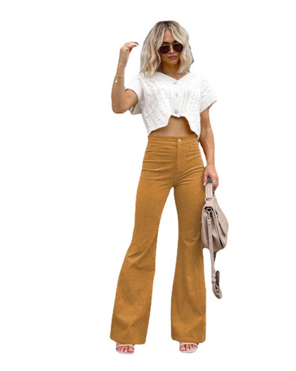 High-Waist Slim-Fit Micro Flare Pants