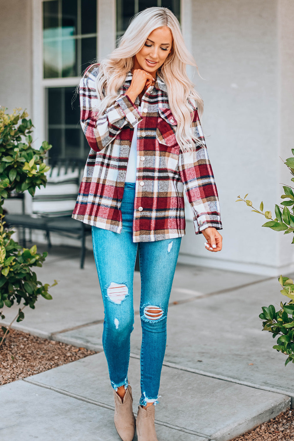 Geometric Plaid Shacket