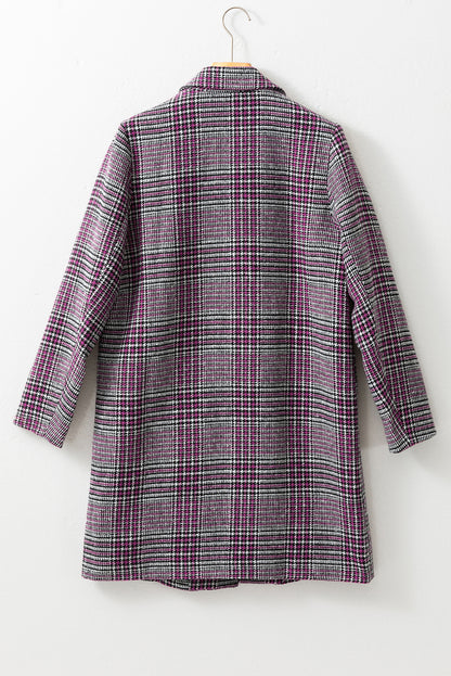 Plaid Lapel Midi Coat