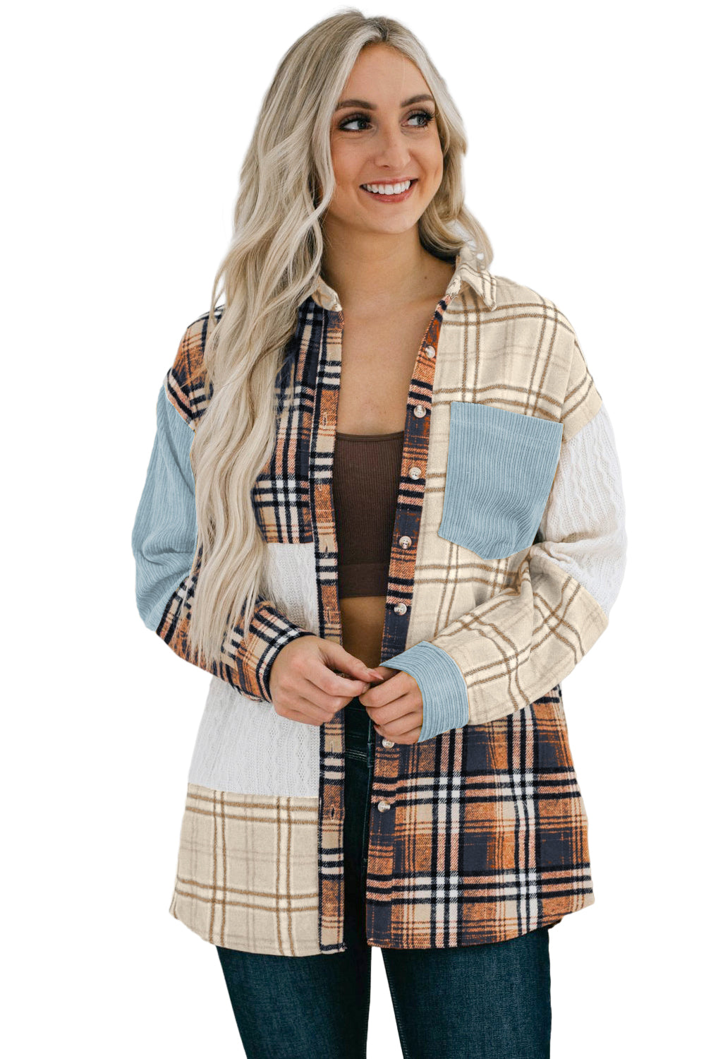 Plaid Color Block Shacket