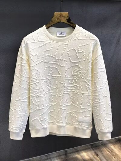 Men's  Plus Size Textured Round Neck Long Sleeve Sweatshirt.