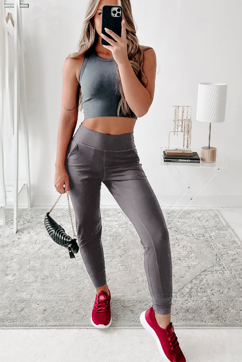 Exposed Seam High Waist Joggers