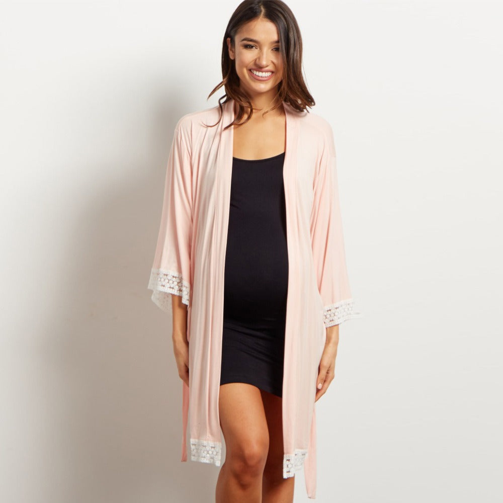 Solid color maternity lace up cardigan,