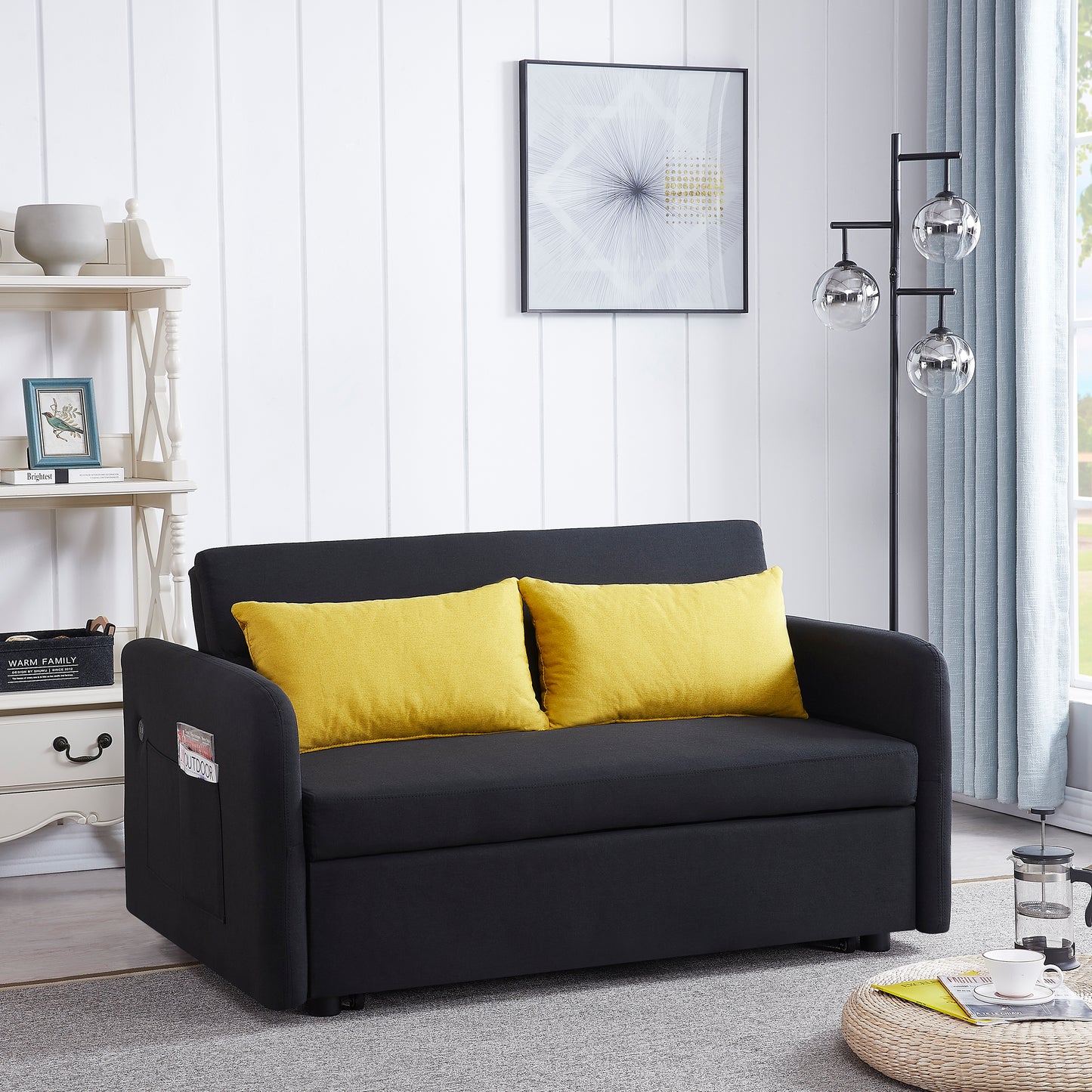 Twins Sofa Bed - Black Fabric