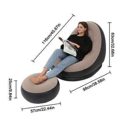 Inflatable Air Mattress Lazy Sofa & Ottoman