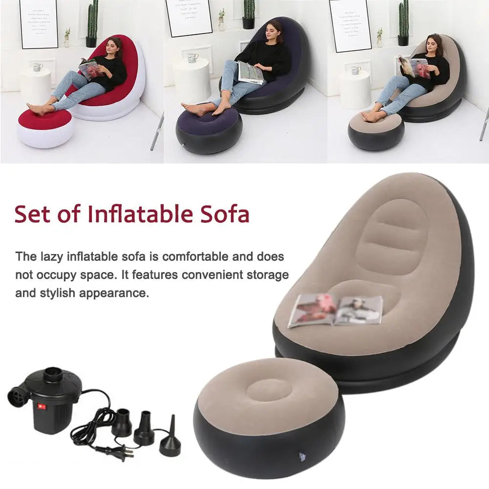 Inflatable Air Mattress Lazy Sofa & Ottoman