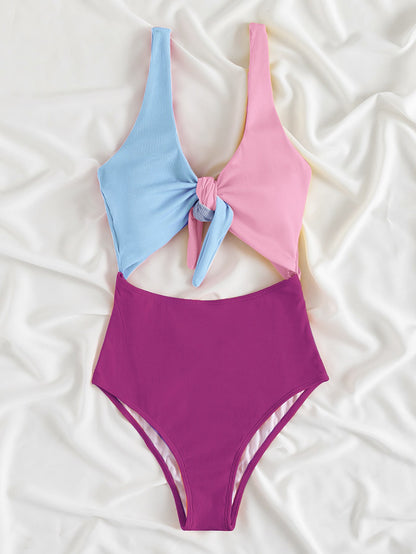 Color Block One-Piece Bikini