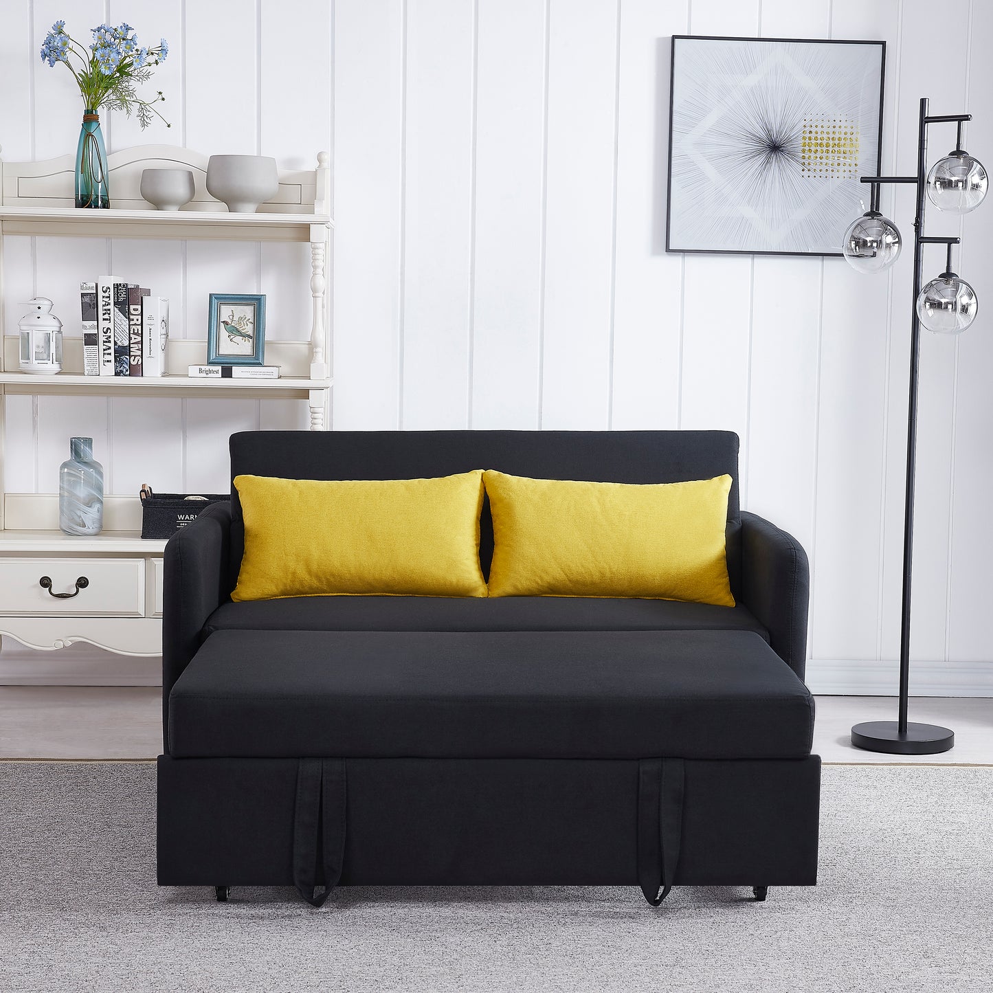 Twins Sofa Bed - Black Fabric