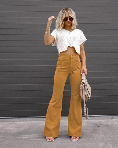 High-Waist Slim-Fit Micro Flare Pants