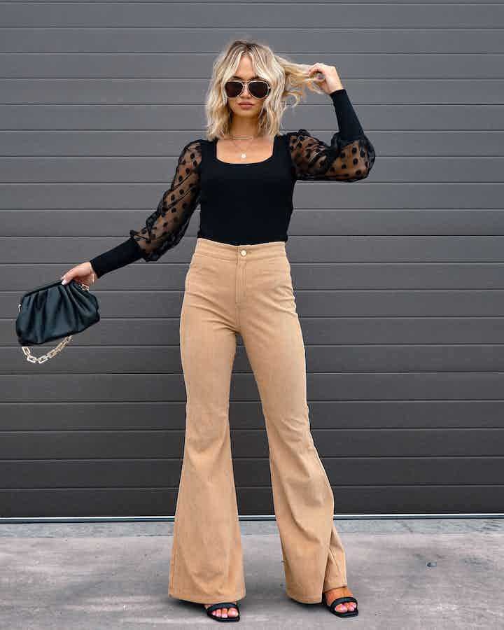 High-Waist Slim-Fit Micro Flare Pants