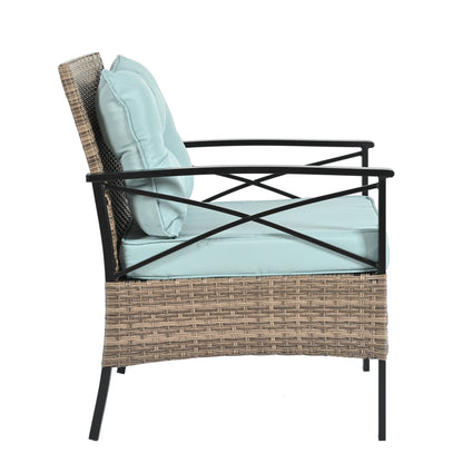 Patio Furniture, Outdoor Furniture, Seasonal PE Wicker Furniture, Four Set Wicker Furniture With Black Metal Table