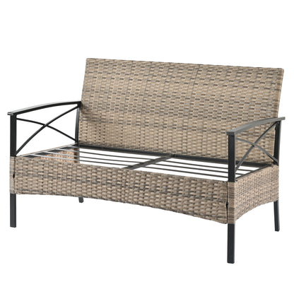 Patio Furniture, Outdoor Furniture, Seasonal PE Wicker Furniture, Four Set Wicker Furniture With Black Metal Table