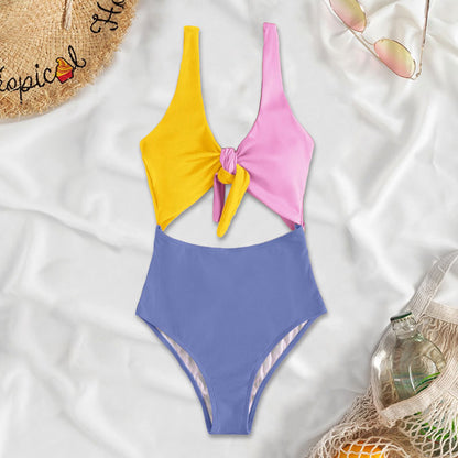 Color Block One-Piece Bikini