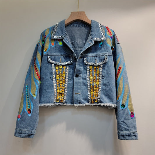 Handmade Beaded Heavy Denim Jacket