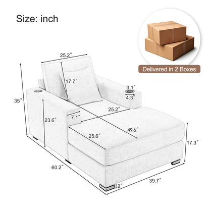 39.7 Oversized Modern Chaise Lounger