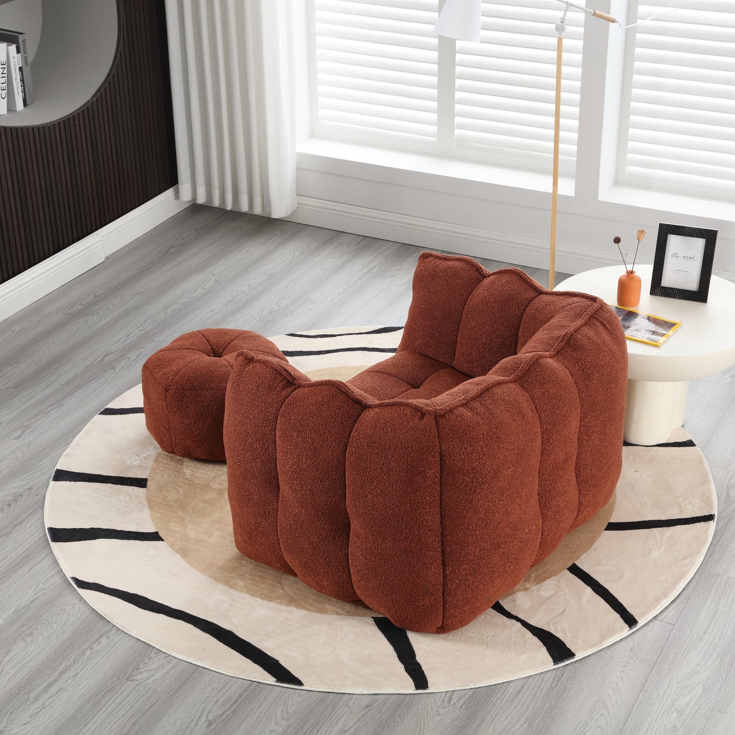 Soft Bean Bag Chair with High Resilient Foam(Chips)for living room and bedroom Comfortable Square Lazy Sofa with  Footstool