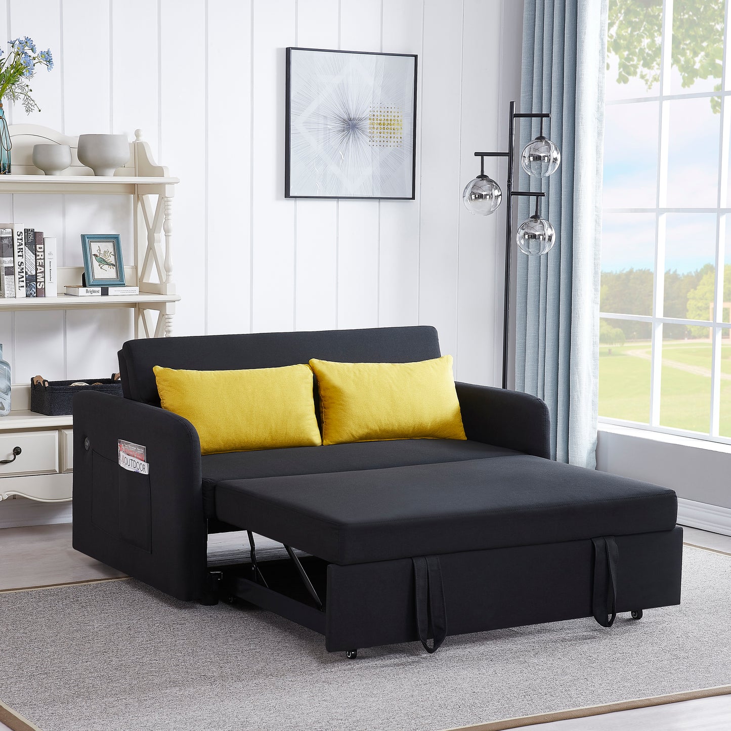 Twins Sofa Bed - Black Fabric