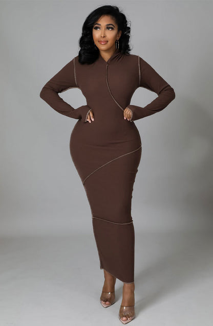 Long Sleeve Hooded Bodycon Dress