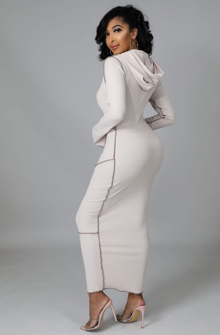 Long Sleeve Hooded Bodycon Dress