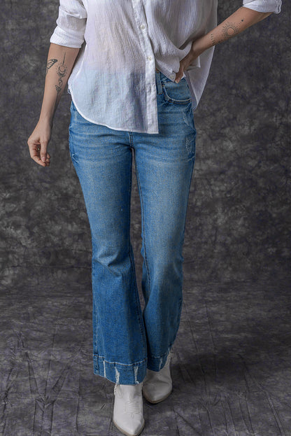 Distressed Medium Wash Flare Jeans