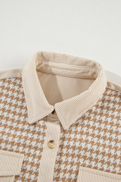 Parchment Houndstooth Corduroy Shacket