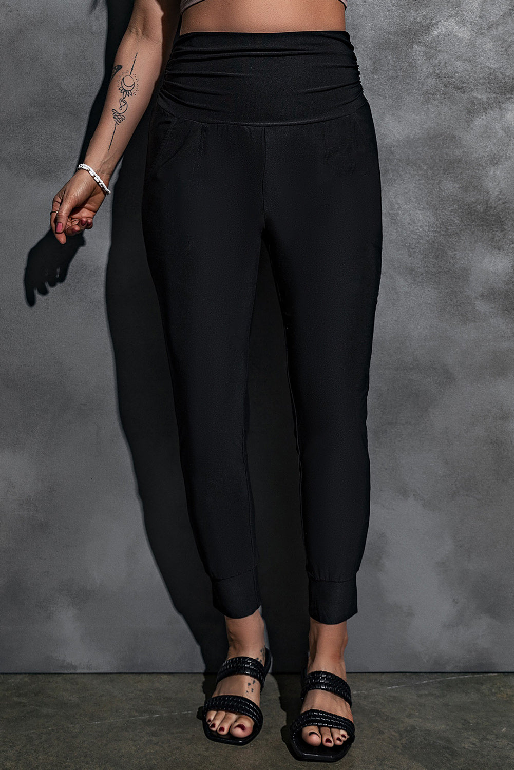 High Waist Pleated Leggings