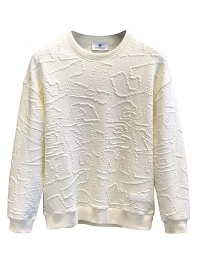 Men's  Plus Size Textured Round Neck Long Sleeve Sweatshirt.