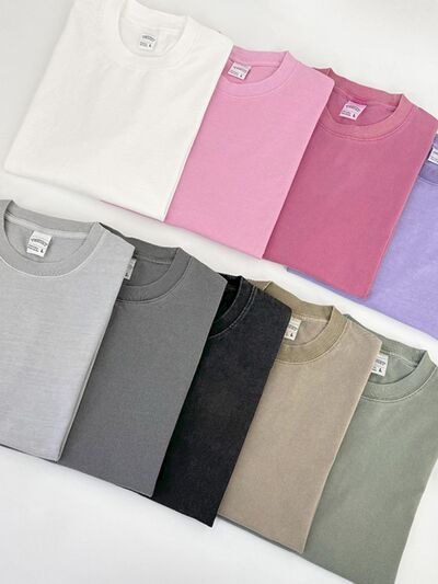 Men's Full Size Round Neck Washed T-Shirt Plus Size.