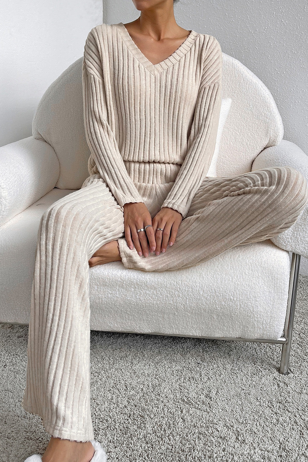 Ribbed Knit Two-piece Outfit