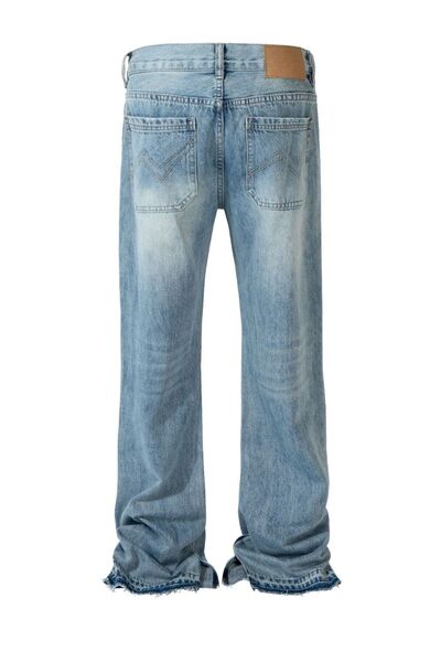 Men's Distressed Raw Hem Jeans.